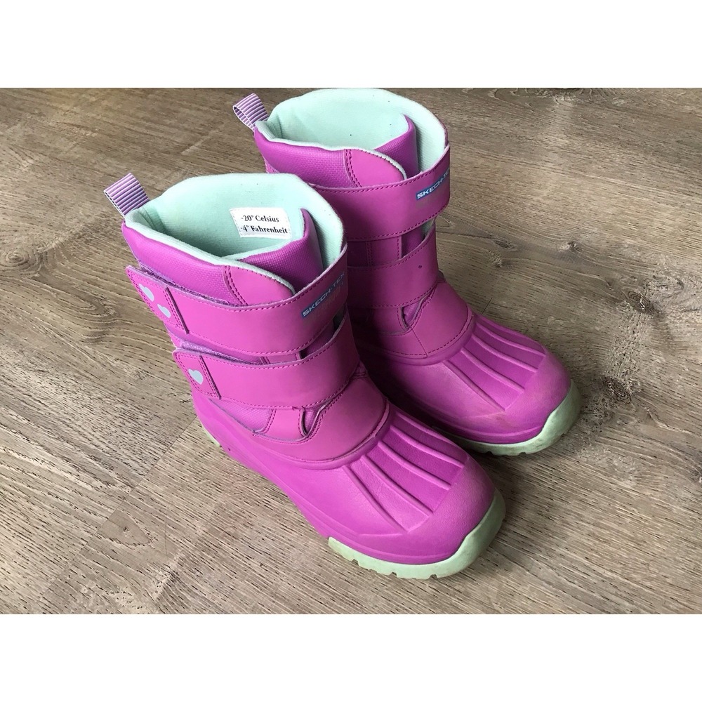 Skechers Girls Size 3 Snow Slopes Rainier WP Insulated Boots Purple Aqua 302923L